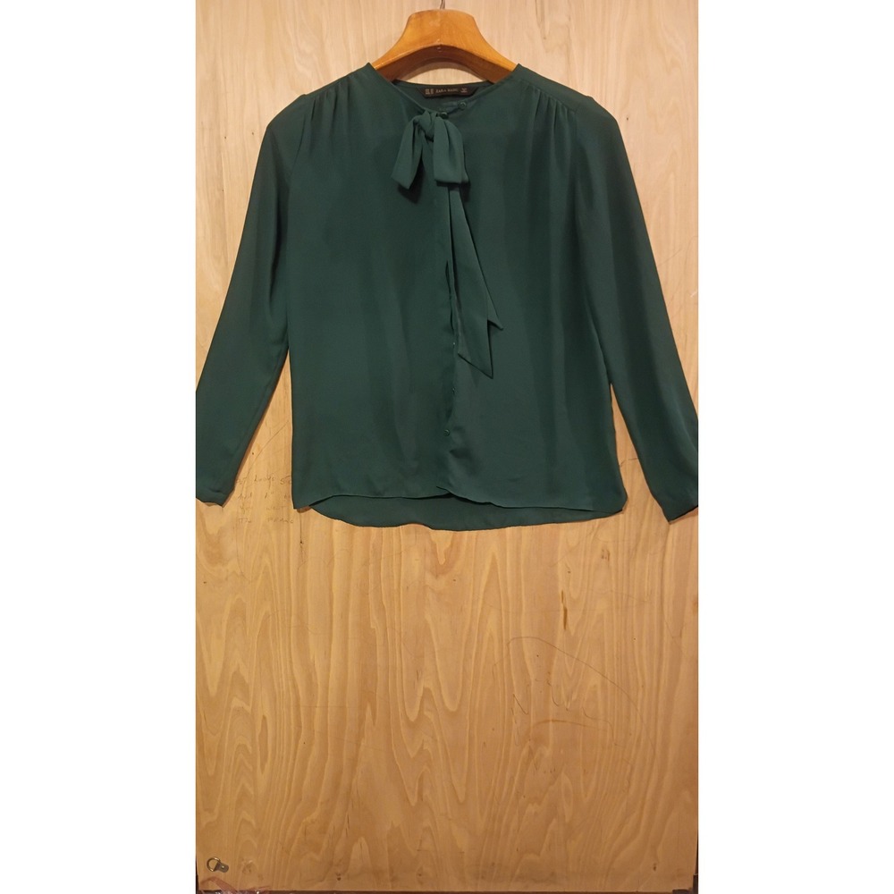 Zara Basic Womens Tie Neck Long Sleeve Blouse Top XS. Office Wear,Fall Wardrobe